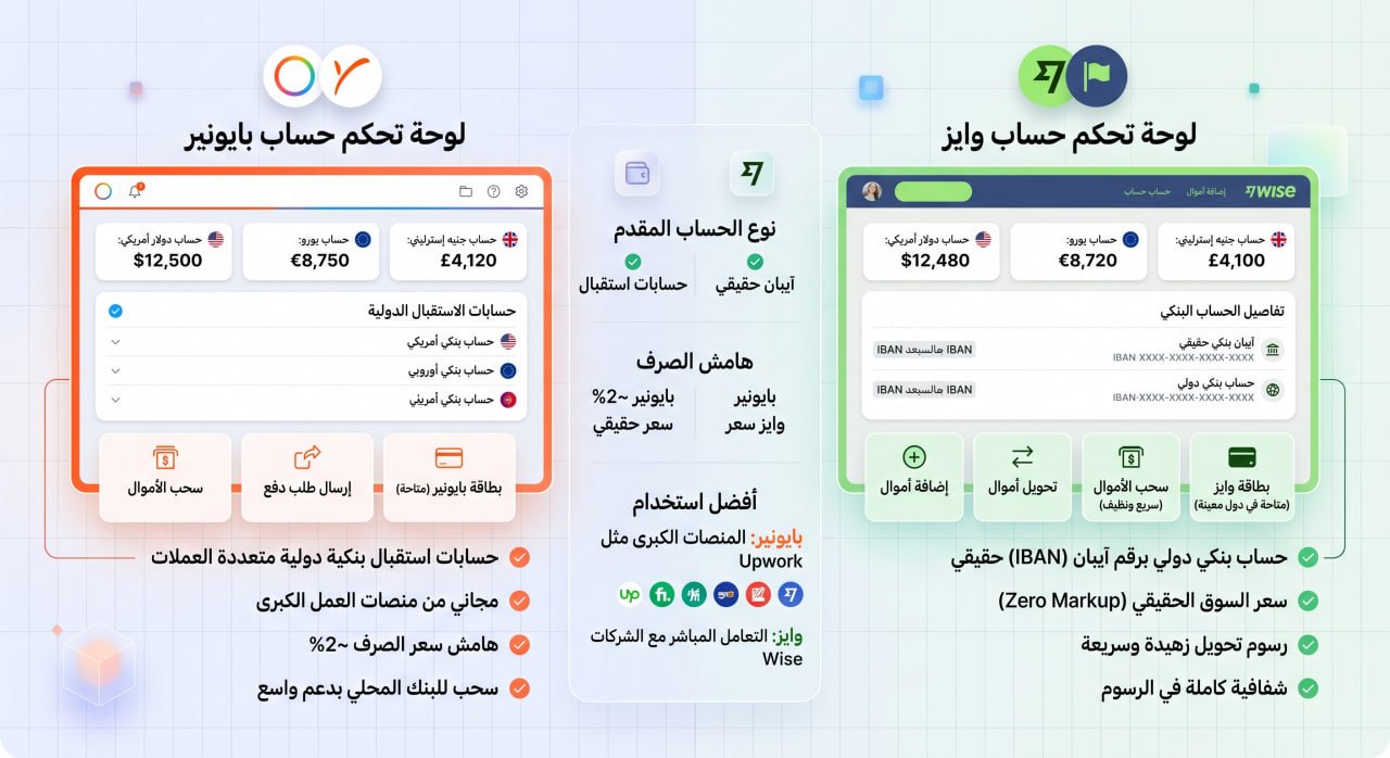 Comparison of the user interfaces of the Payoneer and Wise portals